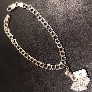 🔥FINALPRICE🔥Sterling bracelet Size(7")charm hand 4 card poker